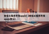 微信小程序开发appid（微信小程序开发appjs默认）